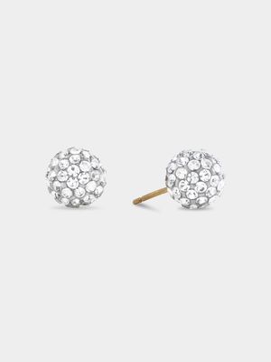 Yellow Gold 8mm Crystal Ball Stud Earring