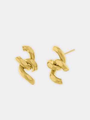 Waterproof Heart Stud Earrings 18ct Gold Plated