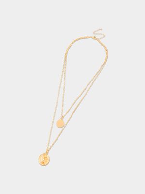 Women's Gold Two Coin Pendant Necklace