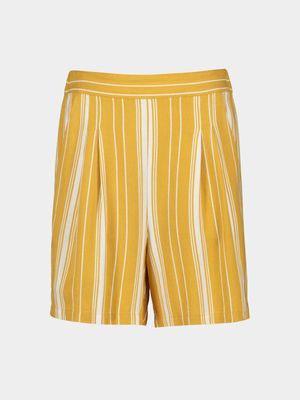 Linen Blend Shorts with Stripes