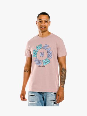 RJ Dusty Pink Slim Fit Retro Graphic T-Shirt