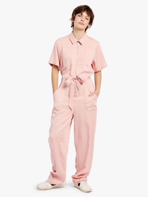 Women's Me&B Pink Short Sleeve Boilersuit
