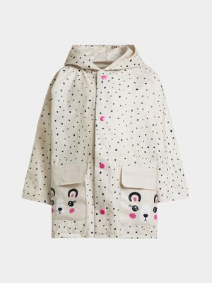 Older Girl's Cream Spot Print Raincoat