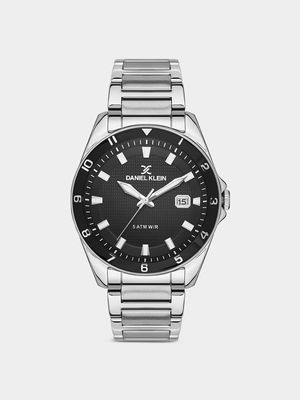 Daniel Klein Silver Plated Black Dial Bracelet Watch