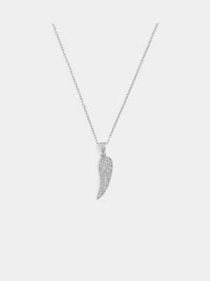 Sterling Silver Cubic Zirconia Pavé Wing Pendant