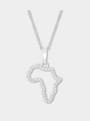 Sterling Silver Cubic Zirconia Africa Pendant