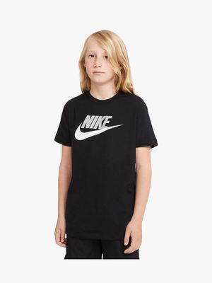 Boys Nike Sportswear Cotton Black/Grey T-Shirt