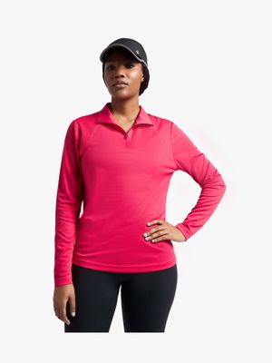 Women's TS 1/4 Zip Coral Top