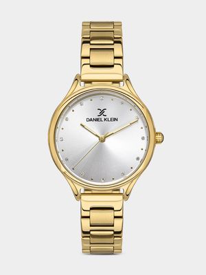 Daniel Klein Gold Plated Silver Tone Dial Bracelet Watch