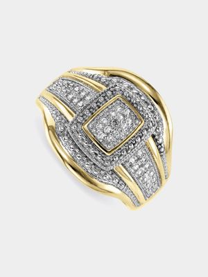 Yellow Gold Diamond & Created White Sapphire Women's Sparkle Ring