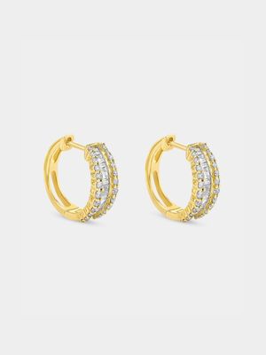 Yellow Gold 0.50ct Diamond Women’s Channel Huggie Earrings