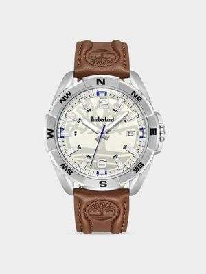 Timberland Millinocket Stainless Steel Beige Dial Brown Leather Watch