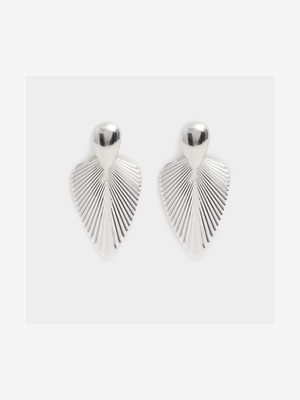 Textured Leaf Drop Earrings