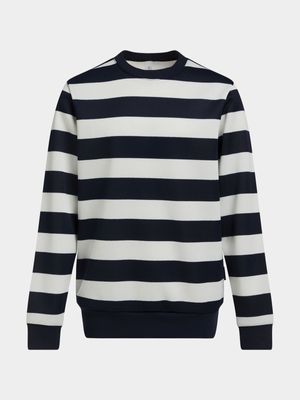 Younger Boy's Navy & White Striped Sweat Top