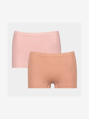 Women's Nude & Pink 2-Pack Seamless Boy Leg Underwear