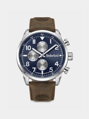 Timberland Henniker II Stainless Steel Navy Dial Brown Leather Watch