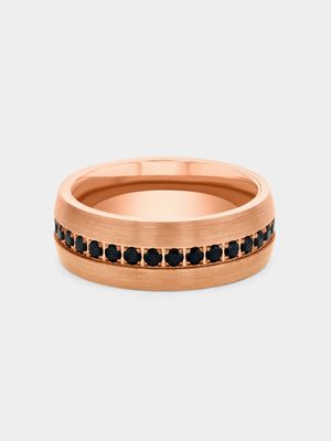 Tungsten Rose Plated Black Cubic Zirconia Ring