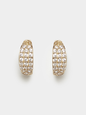 18ct Gold Plated Plated Pave CZ Huggies