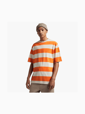 Men's Orange Block Stripe Top