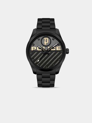 Police Men's Grille Black & Yellow Dial Bracelet Watch