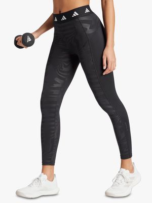 Womens adidas Techfit All Over Print Black Tights