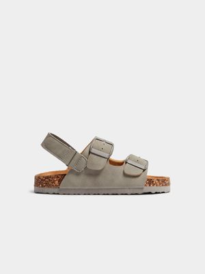 Younger Boy's Grey Double Strap Sandals
