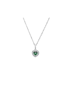 Sterling Silver Emerald Green Cubic Zirconia Kid's May Birthstone Pendant Necklace