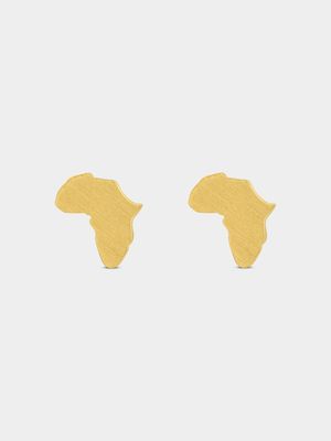 Stainless Steel Gold Plated Africa Stud Earrings