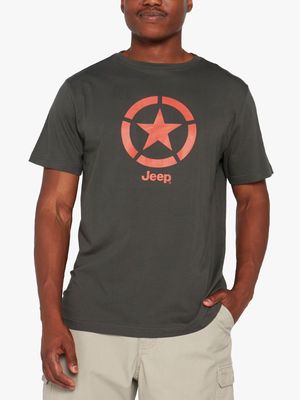 Men's Plus Jeep Charcoal Star Icon Print T-Shirt