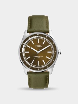 Fossil Men's Sullivan Solar Stainless Steel & Green Leather Watch