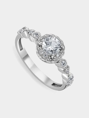 White Gold Created White Sapphire & Diamond Women's Cassia Ring