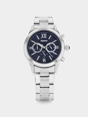 Tempo Men’s Blue Dial Silver Plated Bracelet Watch