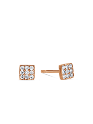 Rose Gold & Sterling Silver Cubic Zirconia , Square Cluster Stud Earrings