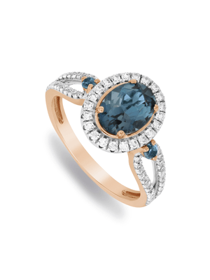 9ct Rose Gold London Blue Topaz Oval Ring