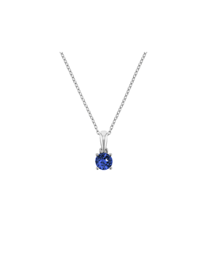 Sterling Silver Diamond & Created Sapphire Birthstone Pendant
