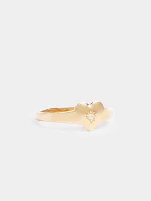18ct Gold Plated Heart with CZ Star detail Ring