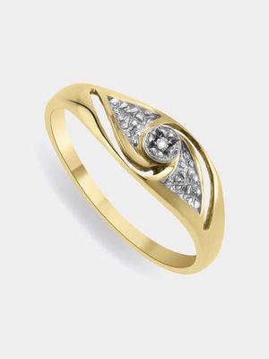 Yellow Gold Diamond Women's Swirl Ring