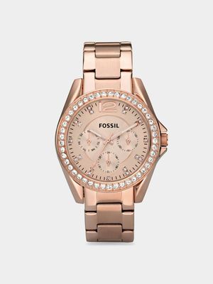 Fossil Riley Rose Plated Stainless Steel Multi-Dial Bracelet Watch