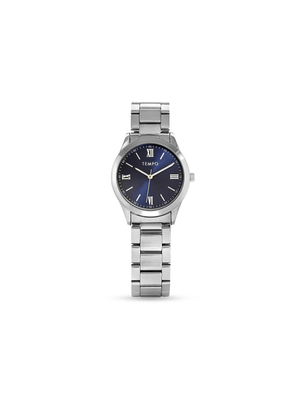 Tempo Men’s Silver Tone Blue Dial Bracelet Watch