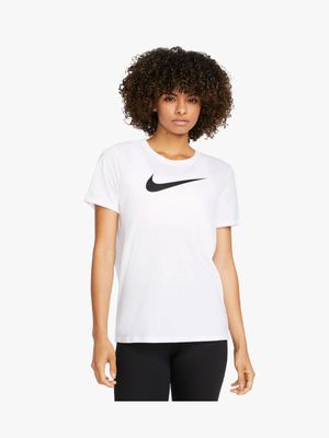 Womens Nike Dri-Fit Swoosh White Tee