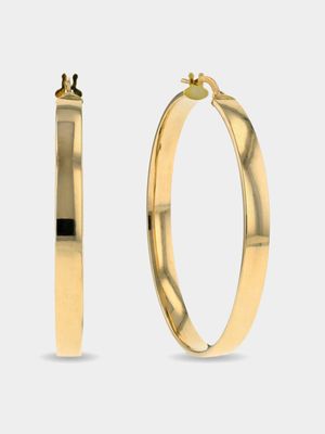 Yellow Gold, Classic Rounded Hoop Earrings
