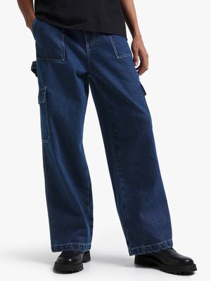 Men's Dark Wash Baggy Carpenter Jeans