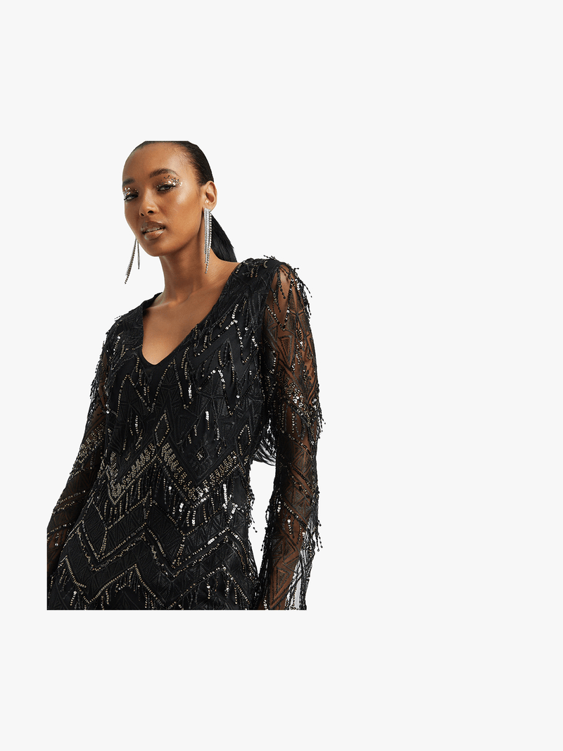 Nia sequin fringe dress by the lifepro way