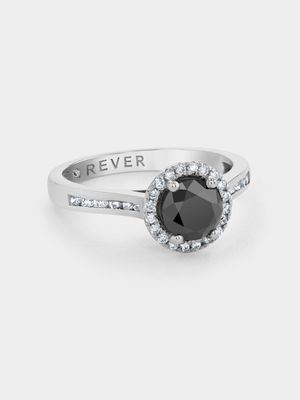 White Gold 1.29ct Black & White Diamond Halo Ring