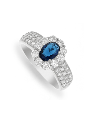 Sterling Silver Blue & White Cubic Zirconia Chelsea Ring