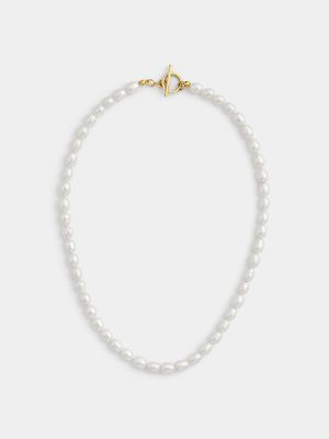 18ct Yellow Gold Plated Freshwater Pearl Toggle Necklace