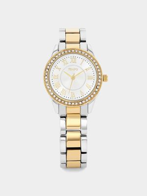Tempo Women’s Gold & Silver Plated Two-Tone Bracelet Watch