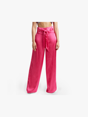 Women's Hot Pink Satin Pant