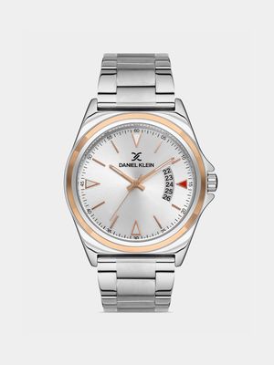Daniel Klein Rose Plated Silver Dial Stainless Steel Bracelet Watch