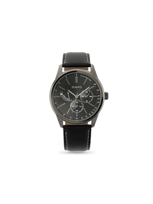 Tempo Men's Silver tone Analogue Leather Watch